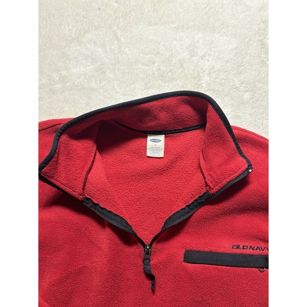 Vintage Old Navy Long Sleeve Fleece Quarter Zip Zipper Pocket Size XL Red - Picture 7 of 11